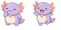 Cursor preview: Lilac Axolotl Cheer Cursor - 1 - cute-cursor.com