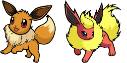 Cursor preview: Eevee and Flareon - 1 - cute-cursor.com