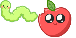 Cursor preview: Cute Cursor Collection: Worm & Apple - 66 - cute-cursor.com