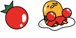 Cursor preview: Custom Cursor: Gudetama Tomato Delight - 66 - cute-cursor.com