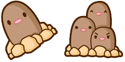 Cursor preview: Pokemon Diglett and Dugtrio - 36 - cute-cursor.com