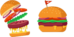 Cursor preview: Burger & Taco - 1 - cute-cursor.com
