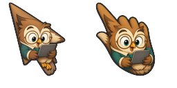 Cursor preview: Cute DuckTales Zan Owlson and a Laptop - 1 - cute-cursor.com