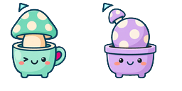Cursor preview: Mint Mushroom Cup - 1 - cute-cursor.com