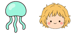 Cursor preview: Mint Ponyo Jellyfish - 66 - cute-cursor.com