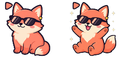 Cursor preview: Coral Fox Shades Cursor - 65 - cute-cursor.com