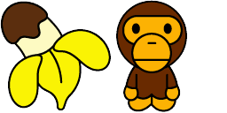 Cursor preview: Baby Milo and Banana - 42 - cute-cursor.com