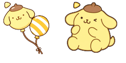 Cursor preview: Sanrio Pompompurin and Party Balloons - 1 - cute-cursor.com