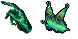 Cursor preview: Mint Space Hand Butterfly - 66 - cute-cursor.com