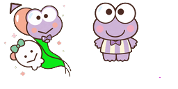 Cursor preview: Lavender Keroppi Balloon Cluster - 66 - cute-cursor.com