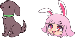 Cursor preview: Yuni and Puppy - 1 - cute-cursor.com