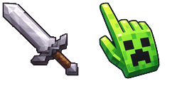 Cursor preview: Minecraft Iron Sword Creeper Head - 34 - cute-cursor.com