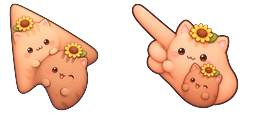 Cursor preview: Meme Cute Mochi Mochi Peach Cats Peach and Goma in Sunflower Hats - 66 - cute-cursor.com