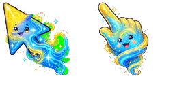 Cursor preview: Yellow Blue Cosmic Dolphin Wind - 1 - cute-cursor.com