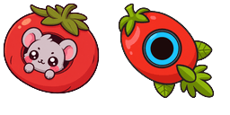 Cursor preview: Chibi Tomato Mouse - 1 - cute-cursor.com