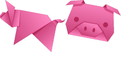 Cursor preview: Origami Pig - 35 - cute-cursor.com