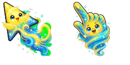 Cursor preview: Yellow Blue Cosmic Bird Wind - 66 - cute-cursor.com