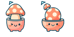 Cursor preview: Blush Mushroom Pot - 1 - cute-cursor.com