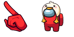 Cursor preview: Among Us Red Character in Duck Hat - 66 - cute-cursor.com