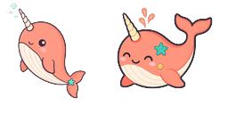 Cursor preview: Coral Narwhal Splash Cursor - 1 - cute-cursor.com