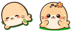 Cursor preview: Peach Kawaii Seal Pup - 1 - cute-cursor.com