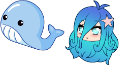 Cursor preview: Coral and Dolphin - 66 - cute-cursor.com