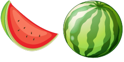 Cursor preview: Fresh Cute Cursor - Watermelon & Slice - 66 - cute-cursor.com
