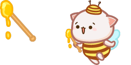 Cursor preview: Cute Mochi Peach Bee - 66 - cute-cursor.com