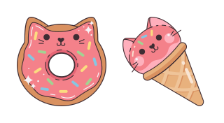 Cursor preview: Kawaii Donut and Ice Cream - 35 - cute-cursor.com