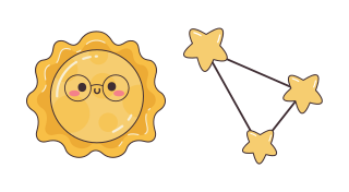 Cursor preview: Kawaii Sun and Stars - 37 - cute-cursor.com