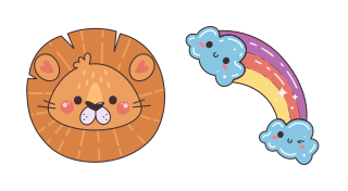 Cursor preview: Kawaii Lion and Rainbow - 39 - cute-cursor.com